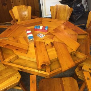 Vintage Knotty Pine Poker Table & 8 Matching Chairs,  Habitant Shops Bay City,  Mi