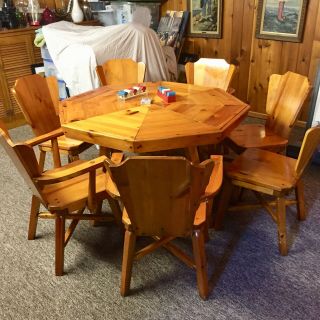 Vintage Knotty Pine Poker Table & 8 Matching Chairs,  Habitant Shops Bay City,  Mi 2
