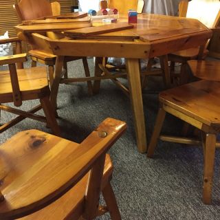 Vintage Knotty Pine Poker Table & 8 Matching Chairs,  Habitant Shops Bay City,  Mi 3
