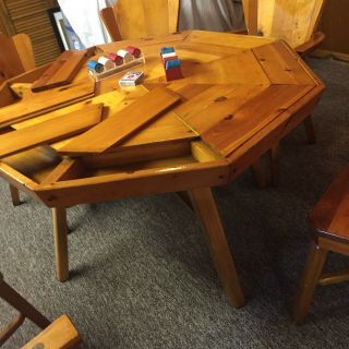 Vintage Knotty Pine Poker Table & 8 Matching Chairs,  Habitant Shops Bay City,  Mi 4