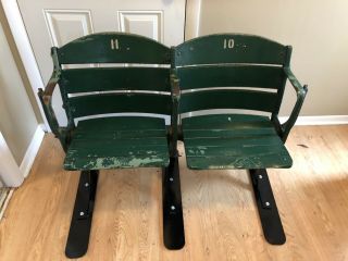 Set Of 2 Vintage Wrigley Field Seat Wood Stadium Chair Chicago Cubs Baseball