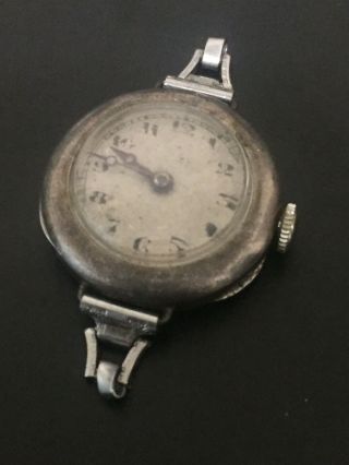 Vintage Sterling Silver Trench Style Watch Very Early Model 1930s