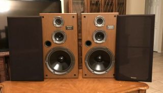 Mcm Wood Speakers Technics Sb - Cr77 3 - Way Vintage Floor Stereo Home Music Speaker