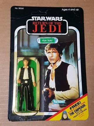 Star Wars Kenner Return Of The Jedi 65 Bk Han Solo Rare Alternate Pic Unpunched