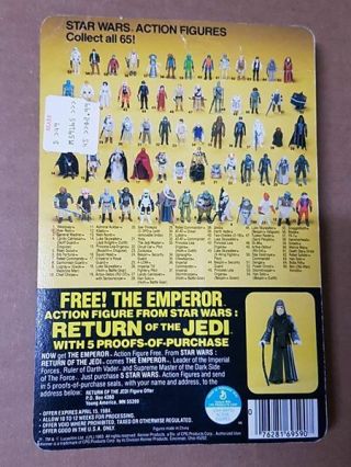 Star Wars Kenner Return of the Jedi 65 bk Han Solo Rare Alternate pic Unpunched 2