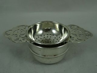 Fine Solid Silver Tea Strainer On Stand,  1958,  61gm