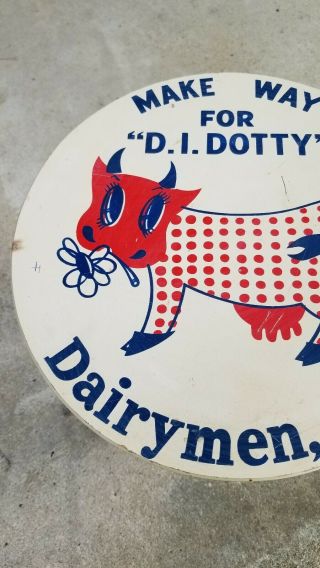 VINTAGE DAIRYMEN INC MILK STOOL D.  I.  DOTTY 1950 - 60s 3 LEGGED ADVERTISING WOOD 3