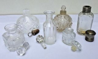 Joblot Vtg Antique Curio Perfumes Bottles Art glass Crisytal,  Silver PlateTray 30 4