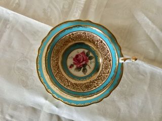 Vintage Paragon China Teacup Cup And Saucer A515 Turquoise Pink Rose