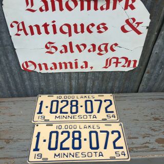 Vintage Set 1954 Minnesota License Plate Looks