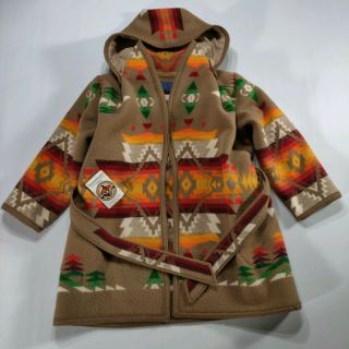 Vtg Beaver State Pendleton Wool Southwest Indian Robe Jacket Hood Chief Joseph