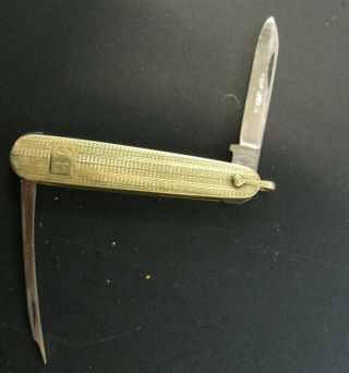 Vintage 14k Yellow Gold Esemco Stainless Steel Pocket Knife Initials Engraved