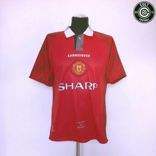 CANTONA 7 Manchester United Vintage Umbro Home Football Shirt 1996/97 (M) 2