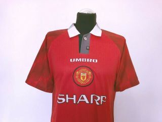 CANTONA 7 Manchester United Vintage Umbro Home Football Shirt 1996/97 (M) 3