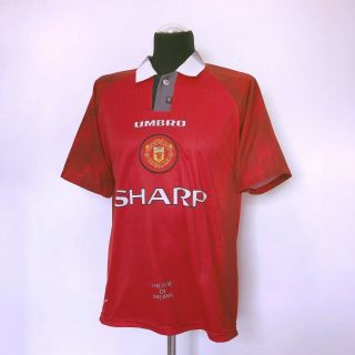 CANTONA 7 Manchester United Vintage Umbro Home Football Shirt 1996/97 (M) 4