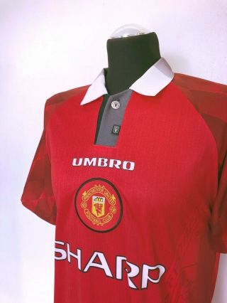 CANTONA 7 Manchester United Vintage Umbro Home Football Shirt 1996/97 (M) 6