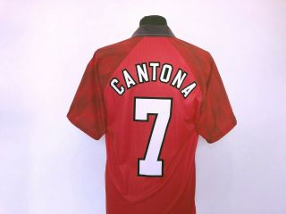 CANTONA 7 Manchester United Vintage Umbro Home Football Shirt 1996/97 (M) 7