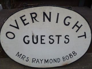 Vintage Double - Sided Wood/wrought Iron Sign " Overnight Guests " - Carlisle,  Pa