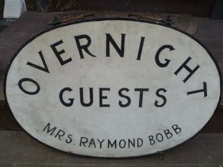 Vintage Double - sided Wood/Wrought Iron Sign 
