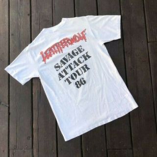 Vintage Leatherwolf Savage Attack Tour 86 Band T - Shirt Size Medium RARE 3