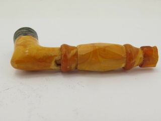 Vintage Antique Sterling Silver & Butterscotch Amber Pipe 5