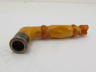 Vintage Antique Sterling Silver & Butterscotch Amber Pipe 6