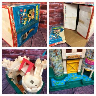VTG Fisher Price Little People Play Family Castle Pink Dragon BOX 993 COMPLETE 11