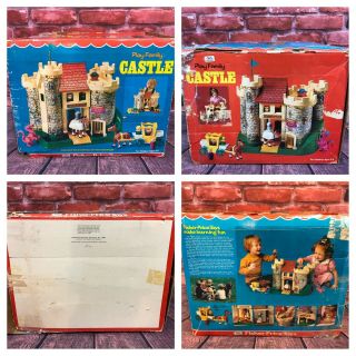 VTG Fisher Price Little People Play Family Castle Pink Dragon BOX 993 COMPLETE 12