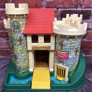 VTG Fisher Price Little People Play Family Castle Pink Dragon BOX 993 COMPLETE 2