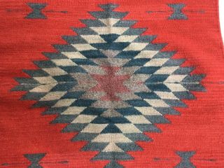 VTG Collectable Handmade Wool Mexican Zapotec DIAMOND Rug/ Wall Hanging 25”x55” 6