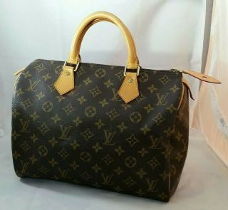 Louis Vuitton Speedy 30 Monogram Canvas Boston Hand Bag Authentic Vintage Th0967