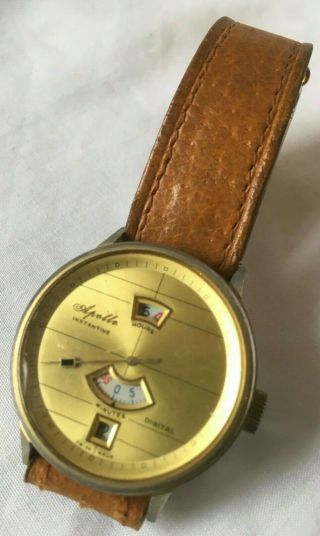 C.  1969 Vintage Apollo Jump Hour Direct Read Digital Winding Swiss Watch