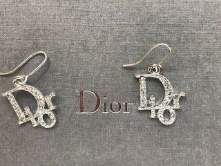 Christian Dior Dior Earrings Bnwb Not Worn,  Silver Metal & Crystal Vintage.  Fab