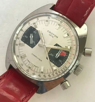 Vintage Croton Computer Swiss Hand Winding Stainless Steel Chronograph,  Cal 7733