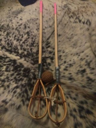 Vintage Choctaw Stickball Sticks Actually (lacrosse) Artifacts With Ball