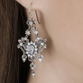 Imperial Russian Silver Sterling Faberge Design Earrings Hallmark Fine