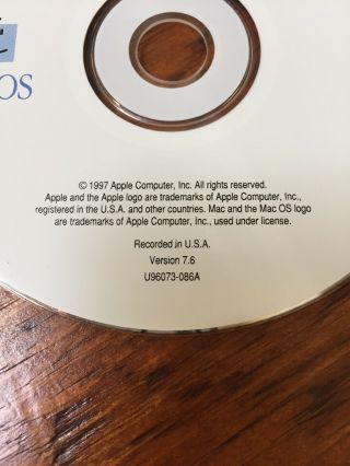 Vintage 1997 Macintosh Mac OS 7 7.  6 CD Install Software Restore Disc 2