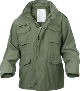 Olive Drab Vintage M - 65 Military Field Jacket Army M65 Coat