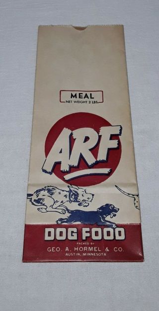 Vintage Arf Dog Food Bag Geo Hormel Austin Minnesota