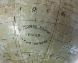 antique very small wooden - paper globe Thomas Paris 10