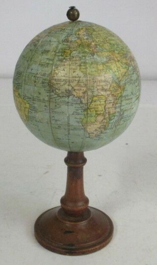 Antique Very Small Wooden - Paper Globe Thomas Paris