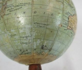 antique very small wooden - paper globe Thomas Paris 6