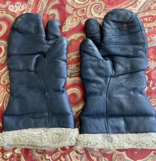 Ww2 Us Military Army Air Corps Leather Wool Pilot Gloves A - 9a Large