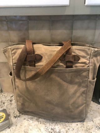 Filson Distressed Vintage Canvas And Leather Tote Bag