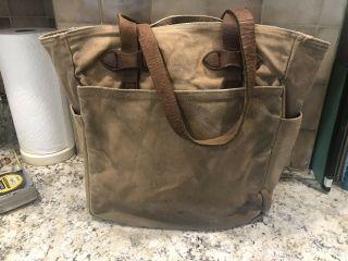 Filson Distressed Vintage Canvas And Leather Tote Bag 5