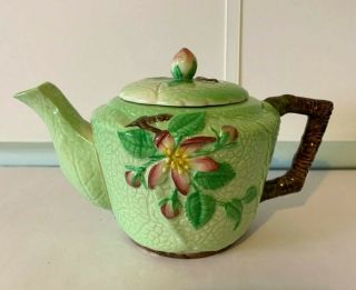Carlton Ware England Vintage Green Apple Blossom Teapot Art Deco