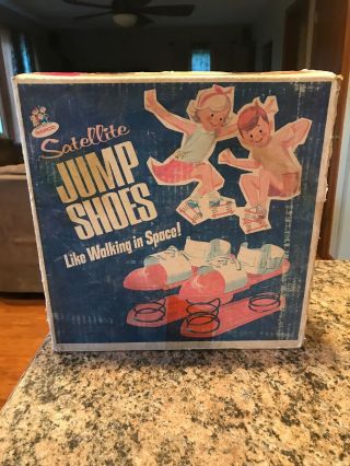 Vintage 50s/60s Metal Rapco Satellite Adjustable Jump Shoes W/ Box Made USA RARE 7