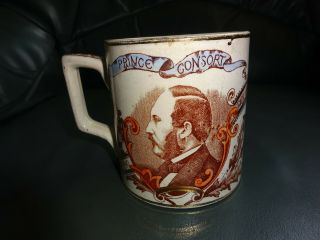 Rare 1897 Diamond Jubilee Queen Victoria With portrait Of Prince Albert Mug. 6