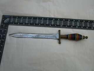 Vintage Trench Art Knife With Multi Color Lucite Handle