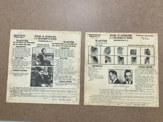 Rare Bonnie & Clyde,  John Dillinge Wanted Poster United States Marshalls Flyer